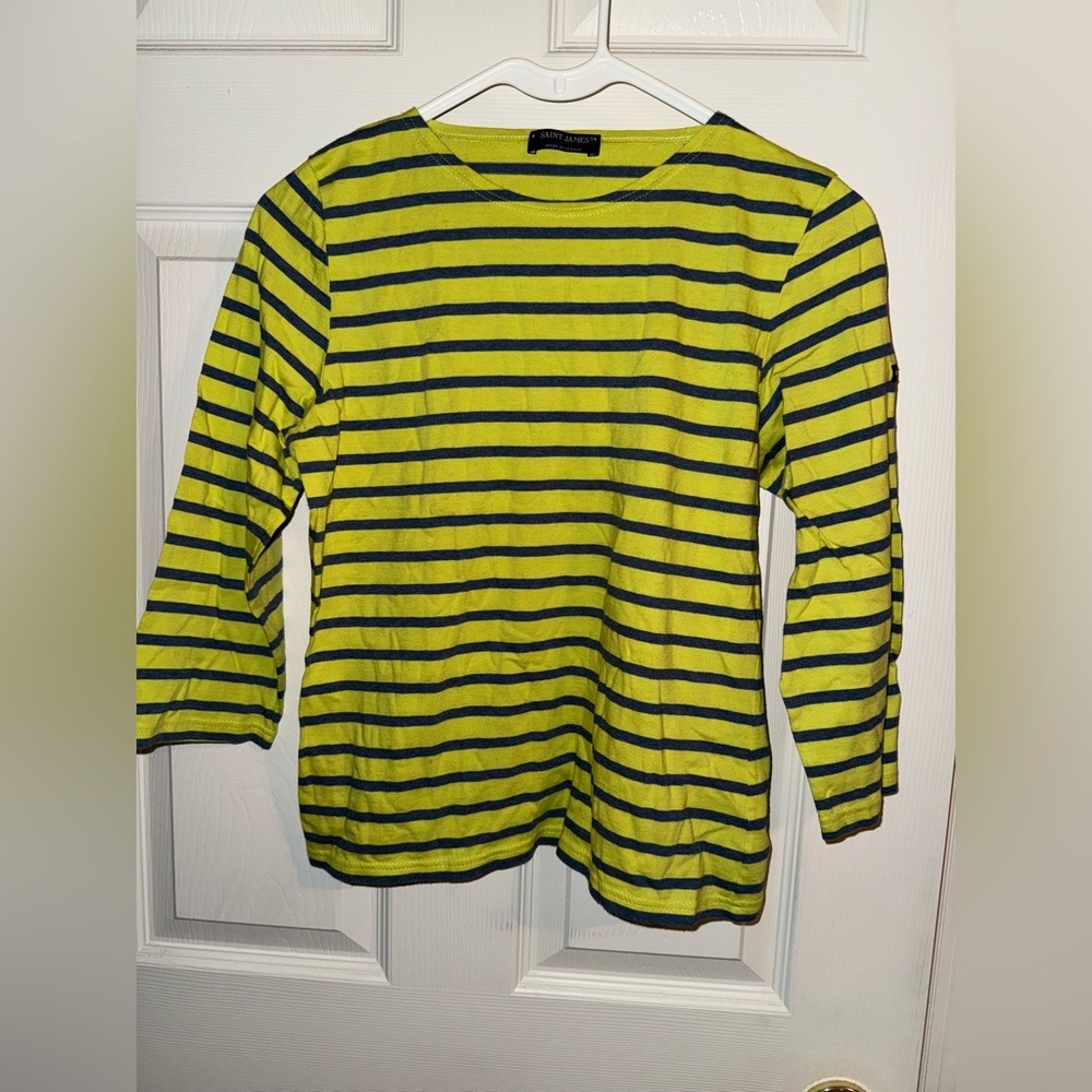 Saint James Depuis vertical striped half sleeved shirt, size US 6.